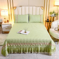 Cool feeling bedspread with bed skirt 100% polyester